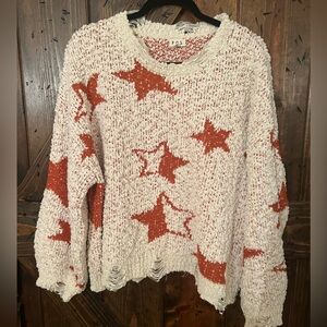 POL star ragged edge pullover sweater
